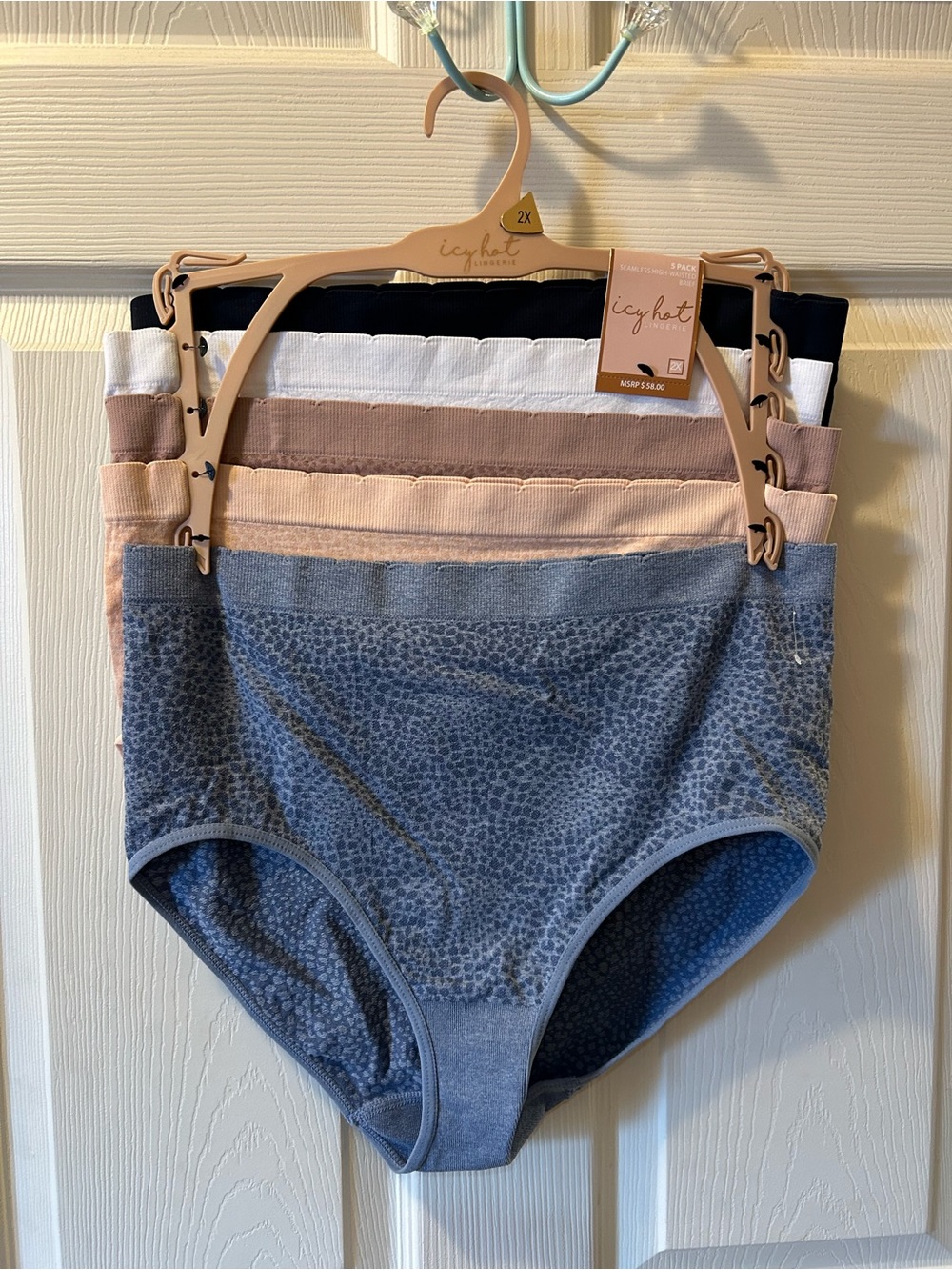 Icy Hot Lingerie 2X Women's 5-Pack Seamless High-Waist Briefs NWT